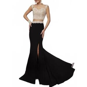 NEW TIFFANY EXCLUSIVES women's two piece prom dress in black champagne